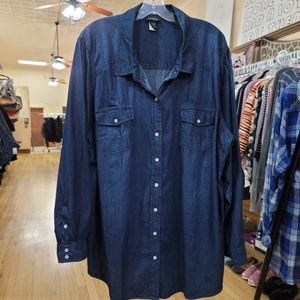 TORRID Plus Denim Colored Navy Button